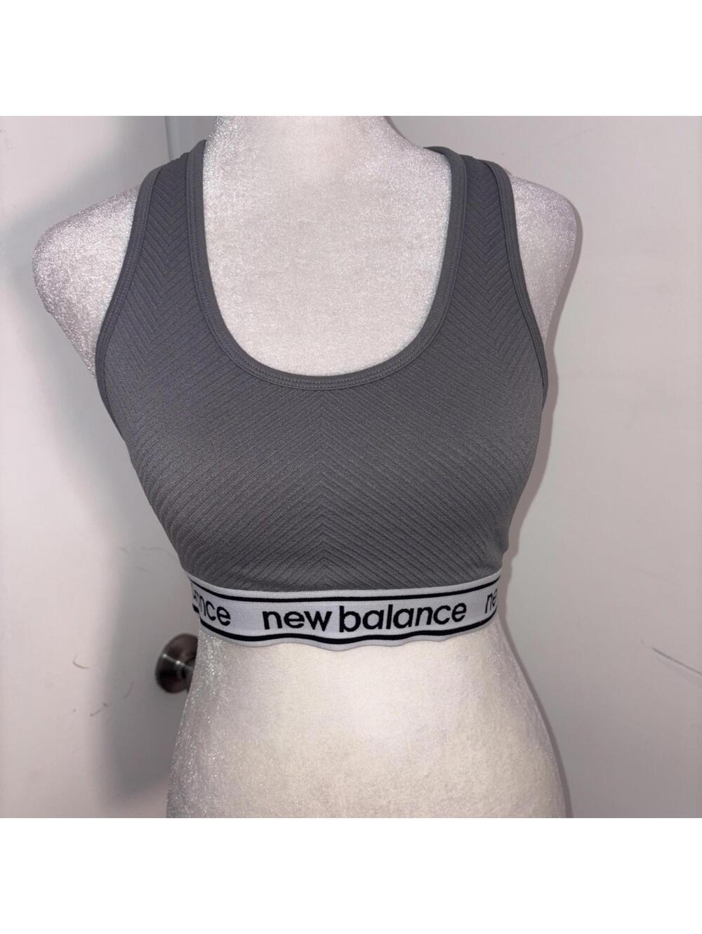 New Balance Gray Ribbed Sport Bra Size Small New Without Tags
